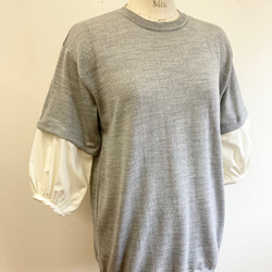 促銷價 ★ Remake knit ❤️ 短袖針織衫，可拆卸 8 長襯衫袖 灰色（尺寸 L） 第3張的照片