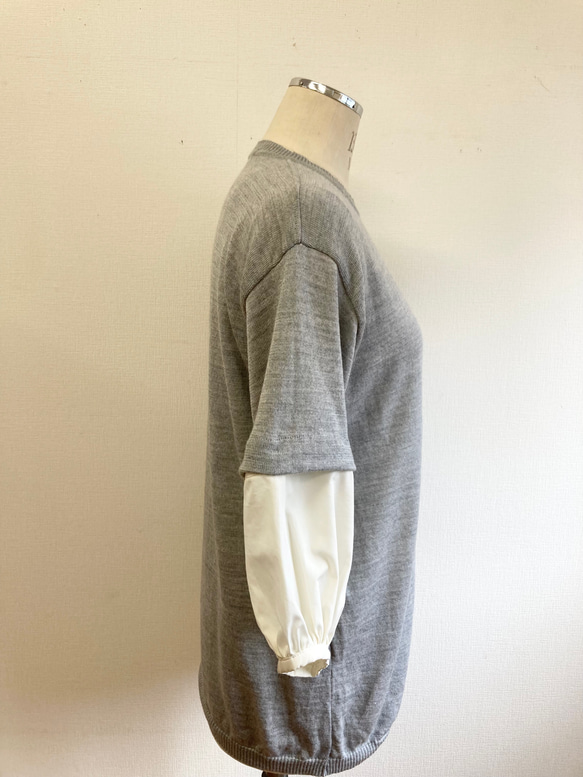 促銷價 ★ Remake knit ❤️ 短袖針織衫，可拆卸 8 長襯衫袖 灰色（尺寸 L） 第4張的照片