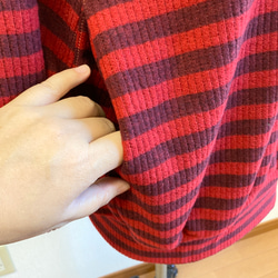 促銷價★蓬鬆保暖❤️ 條紋針織束腰紅（無尺碼L~LL） 第10張的照片