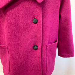 セール価格★大きな襟が可愛い❤️ビックえり圧縮ウールコート ショッキングピンク（サイズフリー L〜 L L） 5枚目の画像