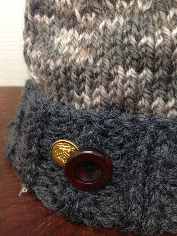售價❤︎一個按鈕針織帽的手工編織❤︎混合模式 第2張的照片