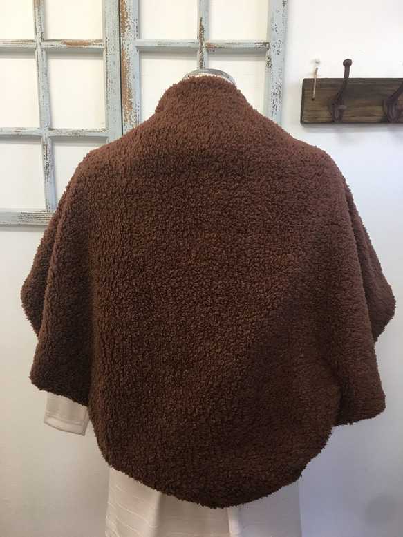 銷售價格★是最強的❤️羊毛可逆短上衣刺繡棕色（大小免費M〜L） 第4張的照片