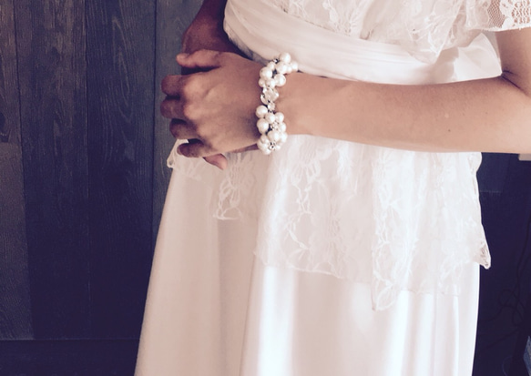 銷售價格★輝煌的婚禮❤★濟州島珍珠手鍊和棉花珍珠（大小免費） 第2張的照片