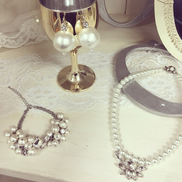 銷售價格★輝煌的婚禮❤★濟州島珍珠手鍊和棉花珍珠（大小免費） 第5張的照片