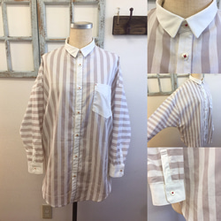 促銷價★條紋愛❤️棉質材料條紋圖案蝙蝠袖襯衫（尺碼免L〜LL） 第1張的照片