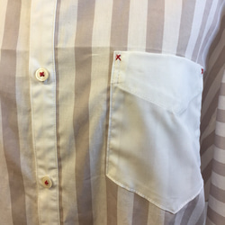 促銷價★條紋愛❤️棉質材料條紋圖案蝙蝠袖襯衫（尺碼免L〜LL） 第5張的照片