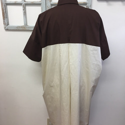 促銷價★男女通用★棕色和米色雙色大襯衫連衣裙（尺碼免費L~LL） 第5張的照片