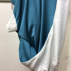 銷售價格★推薦派對Bolero❤️雙色垂褶口袋開衫藍色x白色（尺碼免費L~LL） 第3張的照片