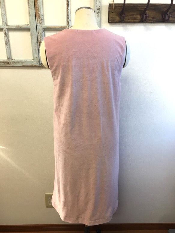 銷售價格★我愛粉紅色Velット絲絨材料口袋連衣裙（免費M〜L） 第5張的照片