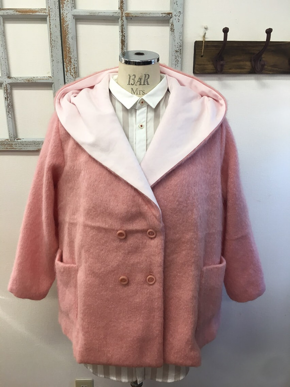 銷售價格★我喜歡粉紅色的大❤️蓬鬆材質復古粉紅色食物外套（尺寸免費L〜LL） 第2張的照片