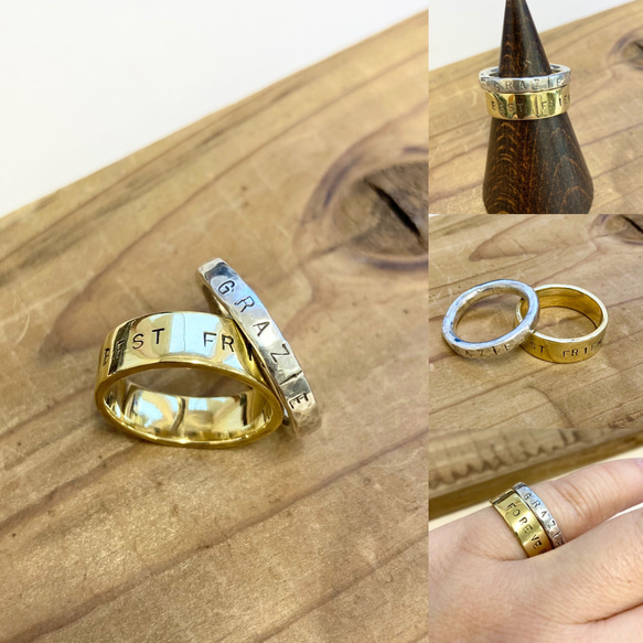 促銷價 ★ 實物促銷❤️ 2 pcs set ❗️ 雕刻簡約戒指（黃銅金12號，銀10號） 第2張的照片