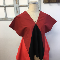 紅色和黑色成人模式❤️雙色設計女襯衫紅色×黑色（大小自由M〜L） 第2張的照片