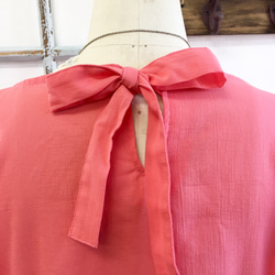 促銷價★純棉❤️背帶鮭魚粉色（尺碼免費L~LL）腰圍聚攏上衣 第5張的照片