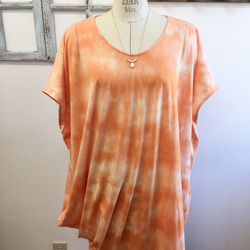 促銷價★手染色❤️鮮豔橙色垂墜變形T恤上衣（尺碼免L至LL） 第2張的照片
