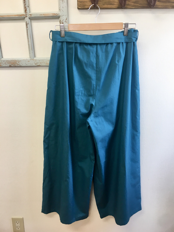 促銷價重なり緞帶重疊大頭寬褲復古藍色（尺碼免費L~LL） 第4張的照片