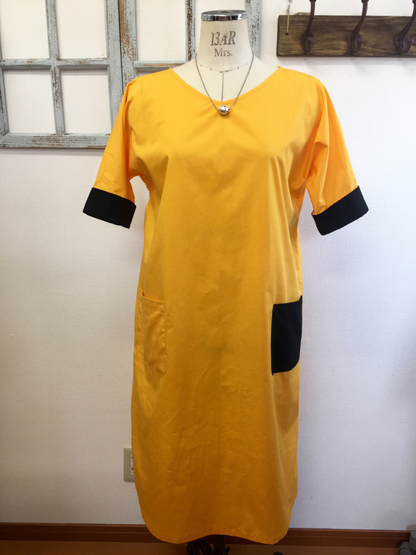 促銷價格★復古可愛的❤️緞帶連衣裙，後袋（無碼M〜L） 第2張的照片