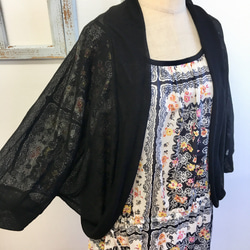 成人透明❤️波萊羅羊毛衫與水花圖案像花黑色（大小自由M~ L） 第3張的照片