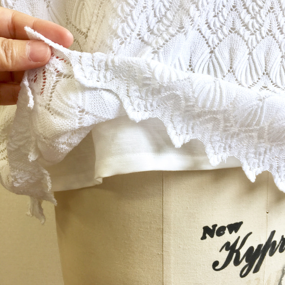 銷售價格★可愛的蕾絲❤️棉質全蕾絲杜爾曼袖上衣白色（尺寸免費L〜LL） 第6張的照片