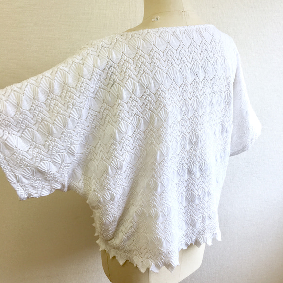 銷售價格★可愛的蕾絲❤️棉質全蕾絲杜爾曼袖上衣白色（尺寸免費L〜LL） 第9張的照片