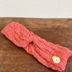 蓬鬆蕾絲❤️扭曲髮帶總花邊材料朱紅色（尺寸自由L到LL） 第2張的照片