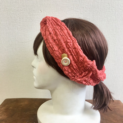 蓬鬆蕾絲❤️扭曲髮帶總花邊材料朱紅色（尺寸自由L到LL） 第6張的照片