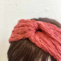 蓬鬆蕾絲❤️扭曲髮帶總花邊材料朱紅色（尺寸自由L到LL） 第8張的照片