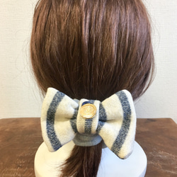 促銷價 ★ Fluffy ★ Mokomoko ❤️ 邊框圖案運動衫 Ribbon Scrunchie 淺藍色 第6張的照片