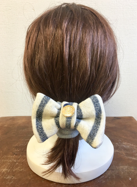 促銷價 ★ Fluffy ★ Mokomoko ❤️ 邊框圖案運動衫 Ribbon Scrunchie 淺藍色 第6張的照片