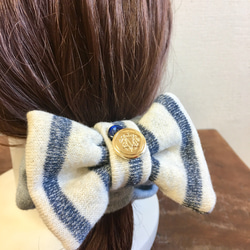 促銷價 ★ Fluffy ★ Mokomoko ❤️ 邊框圖案運動衫 Ribbon Scrunchie 淺藍色 第7張的照片