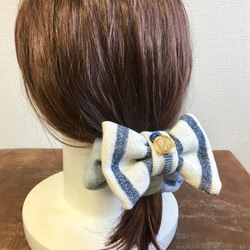 促銷價 ★ Fluffy ★ Mokomoko ❤️ 邊框圖案運動衫 Ribbon Scrunchie 淺藍色 第8張的照片