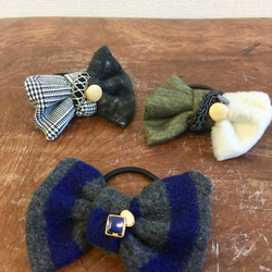 促銷價 ★ 蓬鬆 ★ Mokomoko ❤️ 帶邊框圖案針織鈕扣的髮帶 藍色 第9張的照片
