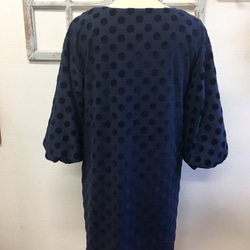 促銷價★波爾卡圓點我喜歡❤️絲絨材質圓點氣球袖剪裁和禮服連衣裙海軍藍（尺碼M~L） 第7張的照片