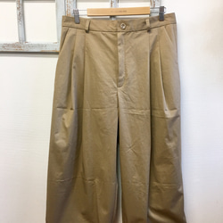 成人Chinopan❤寬大褲子米色與斑紋棉材料（尺寸免費L） 第2張的照片