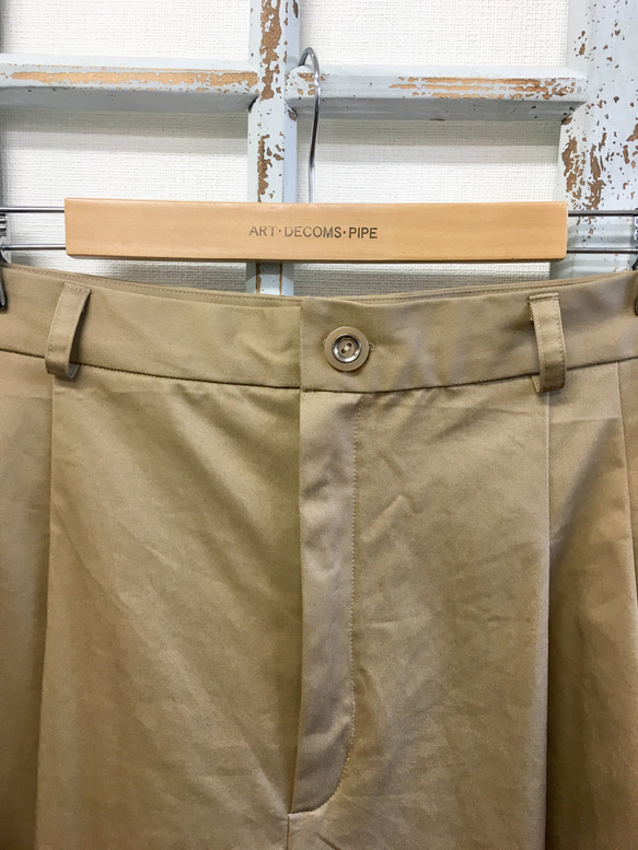 成人Chinopan❤寬大褲子米色與斑紋棉材料（尺寸免費L） 第3張的照片