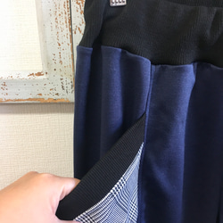 促銷價★男女通用雙格子口袋運動衫海軍藍（男士自由男士L，女士LL） 第5張的照片