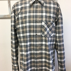 銷售價格★男女皆宜的❤️男士格子法蘭絨長袖襯衫米色和灰色（免費尺碼L〜LL） 第2張的照片