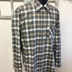 銷售價格★男女皆宜的❤️男士格子法蘭絨長袖襯衫米色和灰色（免費尺碼L〜LL） 第4張的照片