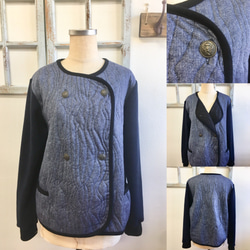 促銷價★時尚絎縫被子騎士式夾克海軍藍（尺碼M~L） 第1張的照片