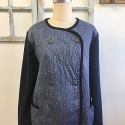 促銷價★時尚絎縫被子騎士式夾克海軍藍（尺碼M~L） 第2張的照片