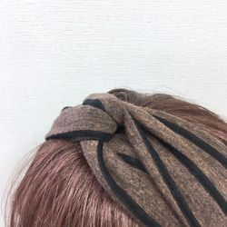 銷售價格★成人可愛的❤️條紋扭曲髮帶棕色（M〜L） 第4張的照片