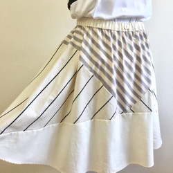 銷售價格★時尚的轉換❤️邊框和條紋的轉換裙米色（免費尺寸L〜LL） 第2張的照片