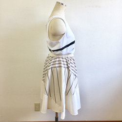 銷售價格★時尚的轉換❤️邊框和條紋的轉換裙米色（免費尺寸L〜LL） 第6張的照片