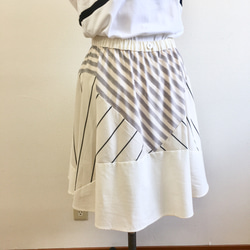 銷售價格★時尚的轉換❤️邊框和條紋的轉換裙米色（免費尺寸L〜LL） 第9張的照片