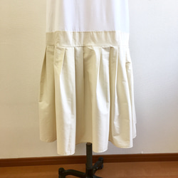 銷售價格★裝束禮服❤️T恤和百褶裙式連衣裙白色米色（免費L〜LL） 第10張的照片