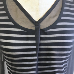 銷售價格★可愛的透明❤️V領上衣上衣由透明雪紡材料製成，黑色（尺寸M〜L） 第7張的照片