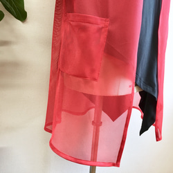 銷售價格★透明網眼材料紅色製成的可愛透明❤️V領開衫（尺寸免費M〜L） 第6張的照片