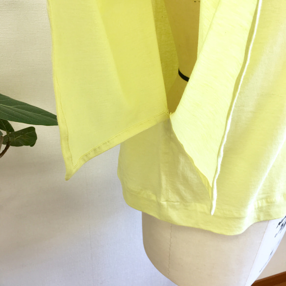 銷售價格★涼爽❤️打開的袖子飄動的寬袖上衣黃色（從L到LL無尺碼） 第6張的照片