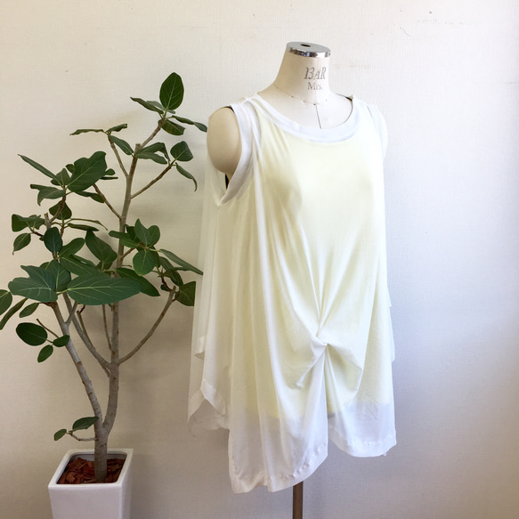 銷售價格★❤️透明的網狀材料（如水母白色）的扭曲外衣（尺寸免費L〜LL） 第5張的照片
