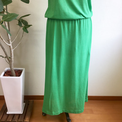 銷售價格★明亮的綠色❤️Polo衫材料無袖長連衣裙綠色（尺寸免費L〜LL） 第5張的照片