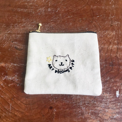 銷售價格★可愛，手工刺繡❤️虎斑貓徽標刺繡方形小袋（小號） 第2張的照片